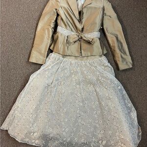 Elegant Gold and White Kids Dress